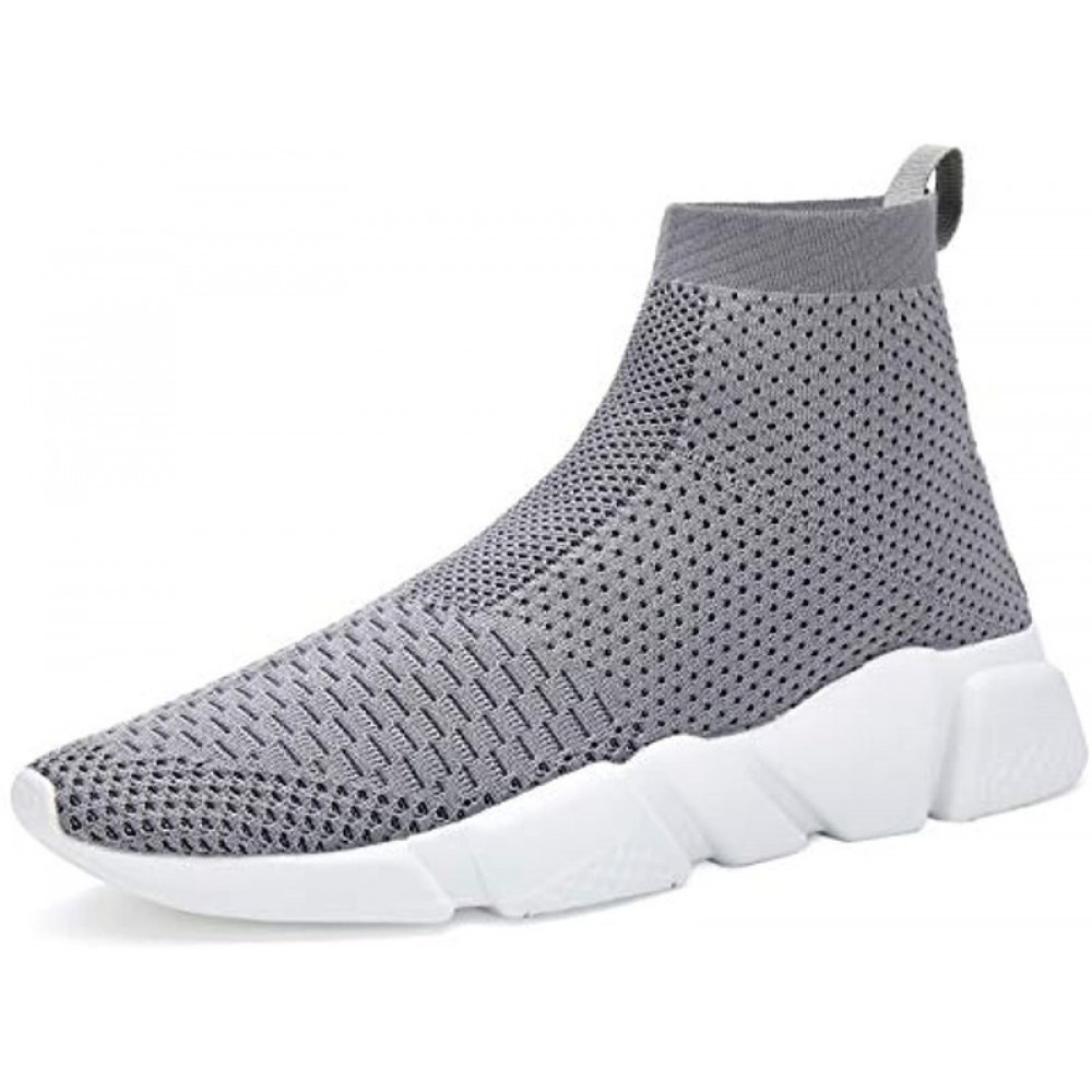 Men's Breathable Knit Slip On Sneakers Lightweight Athletic Shoes Casual Sports Shoes Grey